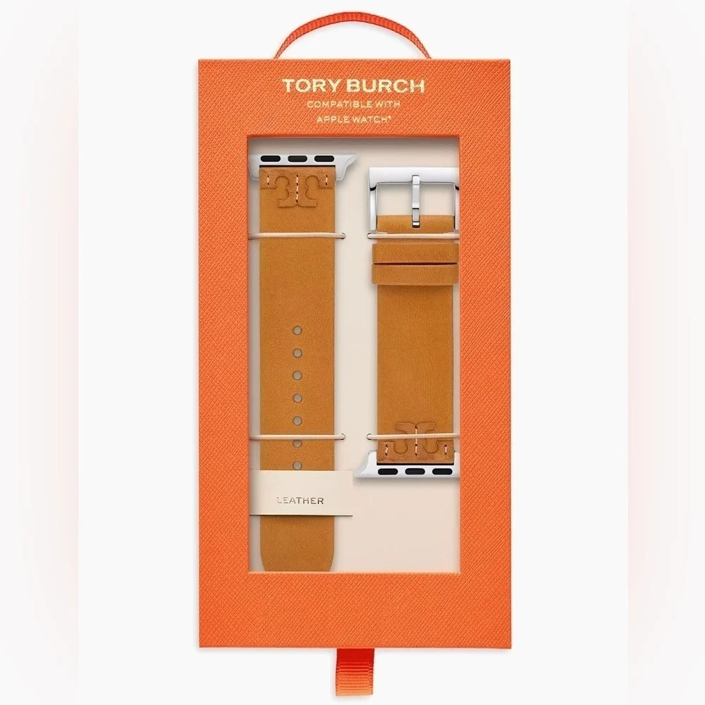 NWT! New! Tory Burch Apple Watch Band 38-45mm -Mcgraw Leather -Tan